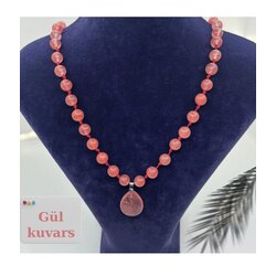 Gül Kuvars Kolye