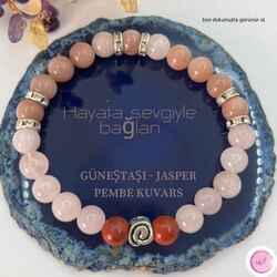 Bileklik Jasper Pembe Kuvars Güneştaşı
