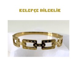 Altın Kaplama Çelik Kelepçe Bileklik