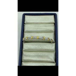 Gümüş gold detaylı kelepçe 