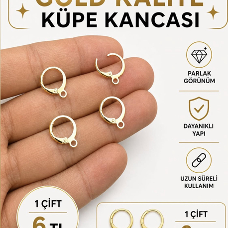  kaplama gold kalıte  küpe kancası 1 cift 