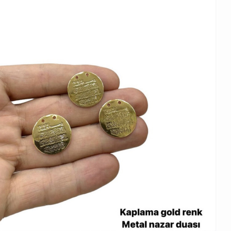 metal nazar duası gold kaplama