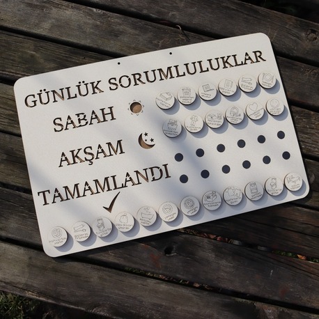 Çocuklar için Günlük Görev Panosu (Krem + Kahverengi )