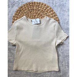 Krem Kısa Kol Crop