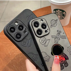 GRİ Karikatür lazer astronot telefon kılıfı için iPhone 