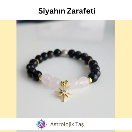 Siyahın Zarafeti Doğal Taş Bileklik (Kutup Yıldızı Aksesuarlı)