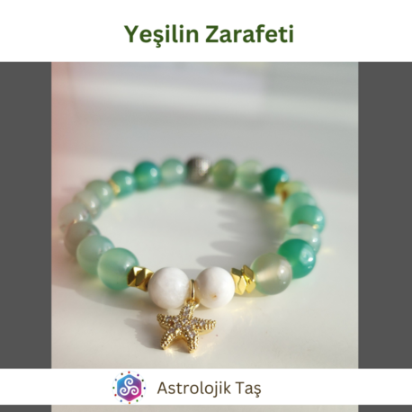 Yeşilin Zarafeti Doğal Taş Bileklik (Kutup Yıldızı Aksesuarlı)