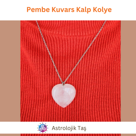 Pembe Kuvars Kalp Kolye