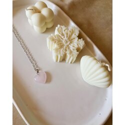 ✨Kalp Şeklinde Doğaltaş Kolye (Pembe Kuvars, Yeşim, Aventurin ve Gül Kuvars)