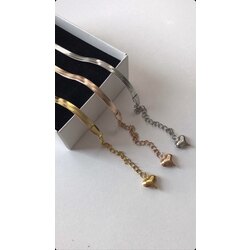✨Çelik Kalp Charmlı İtalyan Zincir Çelik Bileklik (Rose)