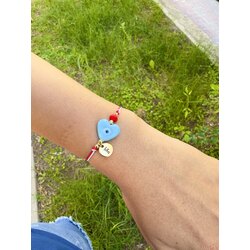 Harfli Mavi Kalp Marteniçka Bileklik