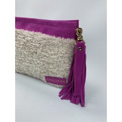 Capella Örgü Süet Clutch Çanta / Fuşya 