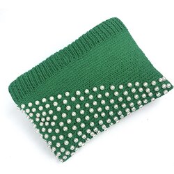 Mina inci boncuk işlemeli örgü clutch / yeşil