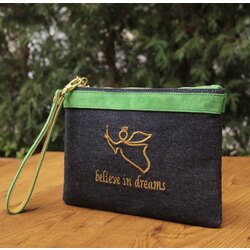 Ganesha Denim Süet Clutch
