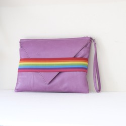 Violet Lover Clutch ★  Gökkuşağı Deri Portföy çanta