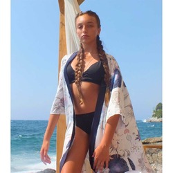 Sun Kissed ★  Güneş ve Ay desenli Saten Kimono Elbise