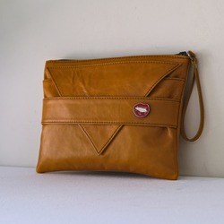 Tan  Lip Clutch ★  Taba Deri Portföy Çanta ( Dudak )