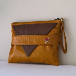 Tan Clutch ★  Taba x Kahverengi Deri Portföy Çanta