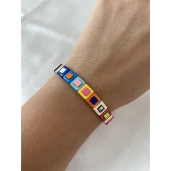 Square Rainbow Porselen Kaplama Bileklik