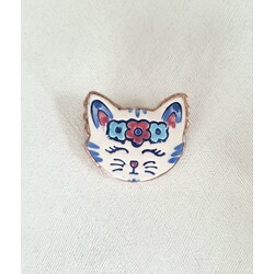 Çiçekli Kedi Broş