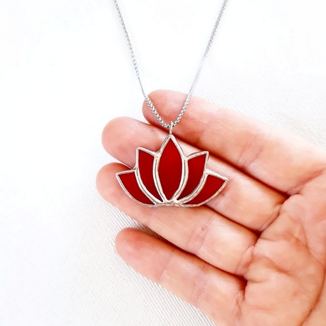 Turuncu Lotus Kolye
