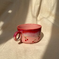 Kirazlı Fincan Tabaklı (ön sipariş)