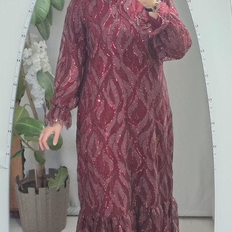 bordo payet elbise 