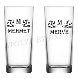 2 li Kişiye Özel Baskılı Rakı Bardağı