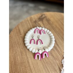 Polimer Küpe & Pembe Gökkuşağı 