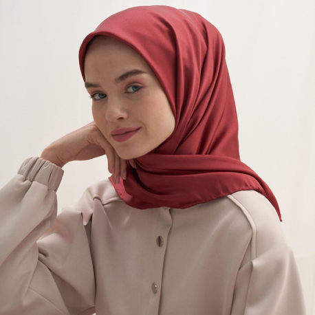 Twill Dokuma Pamuk İpek Eşarp - Bordo 