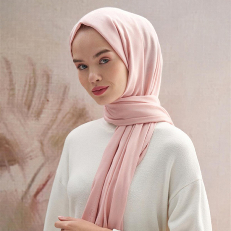 Monogram Jakar İtalyan İpekli Şal - Pudra 