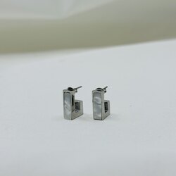 Mineli dikdörtgen Silver Küpe