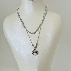 Zirkon taşlı 2’li silver kolye
