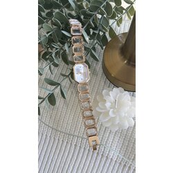 Gold Kristal Taşlı Çelik Saat