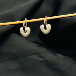 Kalp geçişli gold küpe