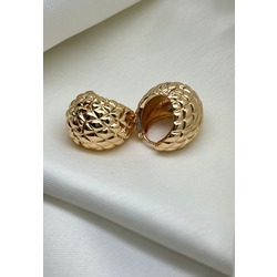 Çizgi Desen Gold Top Küpe