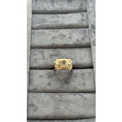 Baget Taşlı Çelik Gold Yüzük