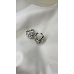 Çizgi Desen Silver Top Küpe