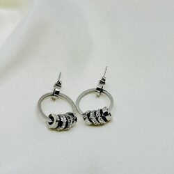 Taşlı pullu halka küpe Silver