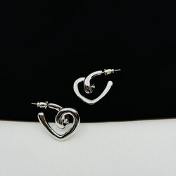 Kalp geçişli silver küpe