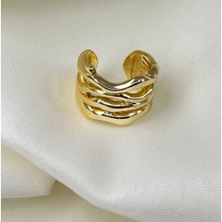 Çelik Gold Dalgalı Model Yüzük