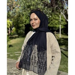 Kesme jakar şal lacivert