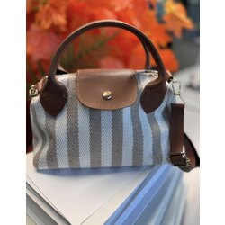 Çizgili Hasır Desenli Longchamp Çanta