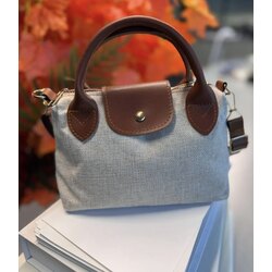 Bohem Kanvas Longchamp Hasır Çanta - Bej kahve