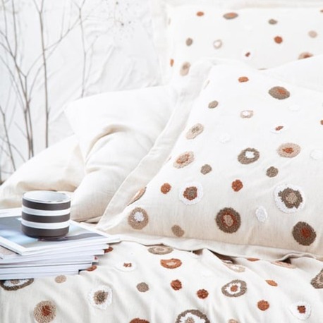 Ecocotton Lal Bej Çift Kişilik %100 Organik Pamuk Nakışlı Nevresim Takımı Bej