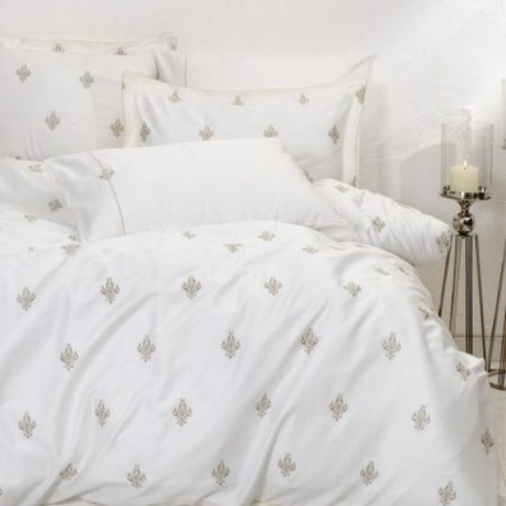 Ecocotton Aslışah Nevresim Takımı %100 Organik Pamuk Saten Nakışlı Beyaz Çift Kişilik