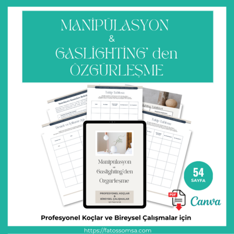 Manipülasyon ve Gaslighting’ den Özgürleşme Çalışması ( Canva Şablonu + PDF)