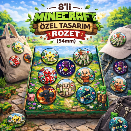 8li minecraft özel tasarım rozet (54mm)