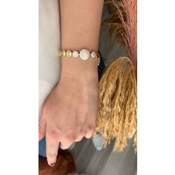 Yuvarlak ezme ortası Zirkon taşlı bileklik |14k rengi