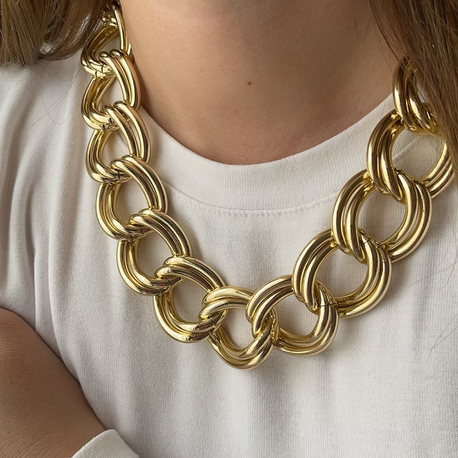 Geçme halkalar büyük gold kolye